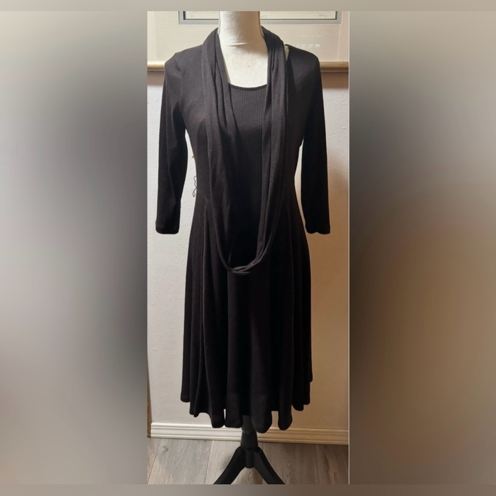 Amanda Lane Classic Brown Long Sleeve Dress